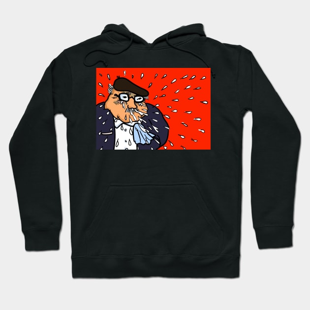 Man Sneezing Cartoon Hoodie by Nalidsa